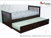 Raminthra Furniture เตียงนอน 3.5ฟุตไม้จริง แฝดOK (สีบราวน์) Bed