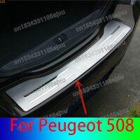 อุปกรณ์เสริมรถยนต์สำหรับ Peugeot 508 2011-2017แผ่นป้องกันธรณีประตูลำต้นสเตนเลสสตีลที่มีคุณภาพสูงป้องกันรอยขีดข่วน