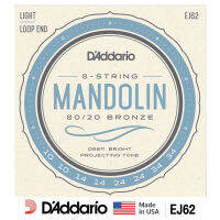 DAddario® EJ62 Mandolin String สายแมนโดลิน เบอร์ 10 แบบ 80/20 Bronze (Light, 10 - 34) ** Made in USA **