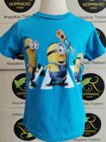 H&amp;M เสื้อยืดคอกลม ลาย minion สีฟ้า งานป้าย