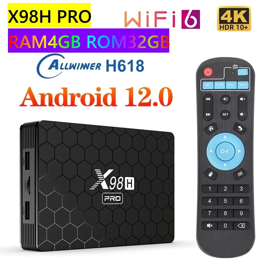 สุดยอดกล่องแอนดรอยด์ทีวีรุ่นใหม่ปี 2023 Android Tv Box X98H Pro แรม4Gb/32Gb  Allwinner ใหม่ H618 Android 12 รองรับแลน 1000 M Wifi 6.0 บลูทูธ 5.0H.265 4K  กล่องสมาร์ททีวี | Lazada.Co.Th