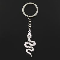 Fashion 30mm Key Ring Metal Key Chain Keychain Jewelry Antique Silver Color Plated Snake Cobra 51x21mm Pendant