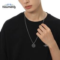 HOUMENG โซ่คิวบาฮิปฮอปทันสมัยหรูหราสองชั้นที่ไม่ซ้ำกันจี้เกียร์ล้อไทเทเนียมเครื่องประดับเหล็กสตีมพังค์สร้อยคอสร้อยคล้องคอผู้ชาย