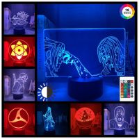 ►☋ 【Ready Stock 】Figure Sasuke and Itachi Uchiha Night Light Bedroom Decor Colorful 3D LED Lamp Manga Gift for Anime Naruto Fans