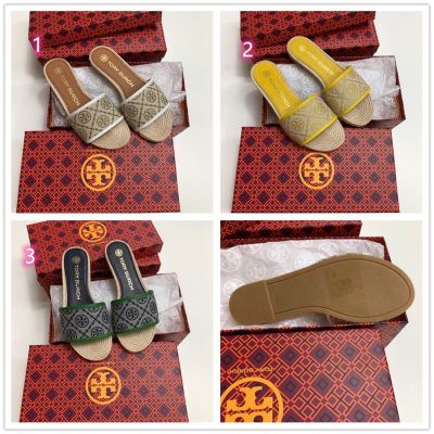 2023 new TB SHOES TORY BURCH slippers summer new open toe flat slippers