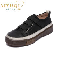 AIYUQI Women S Vulcanized Shoes Flat New Genuine Leather Women S Sneakers R Large Size 42 43 Fashion Girl Student Shoes