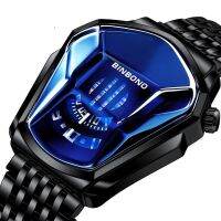 hot style New concept watch mens non-mechanical fully automatic domineering waterproof steel band black technology internet celebrity