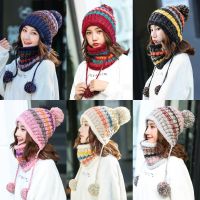 Hat female autumn and winter cycling cap Korean version of the tide wild sweet cute ladies knitted wool hat earmuffs