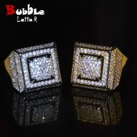 Bubble Letter Anillo Hombre Rings for Men Iced Out Gold Color Plated Hip Hop Jewelry 2022 Trend Fashion Gift