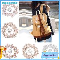 EASYEAH 10PCS งานฝีมือ DIY เครื่องประดับหมวก รูปดอกไม้ ปุ่ม Rhinestone กิ๊บติดผมไข่มุก คลิปหนีบหมวก กระดุมมุก