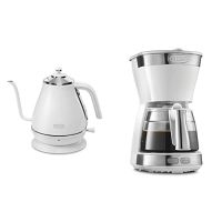 [ส่งตรงจากญี่ปุ่น] [ซื้อเป็นชุด] Delonghi (Delonghi) กาต้มน้ำคาเฟ่ไฟฟ้าสีขาว ICona KBOE1220J-W 1.0L และหยดเครื่องชงกาแฟชุดสีขาวที่ใช้งานอยู่ [5ถ้วย] ICM12011J-W ของแท้100% Gratis Ongkir