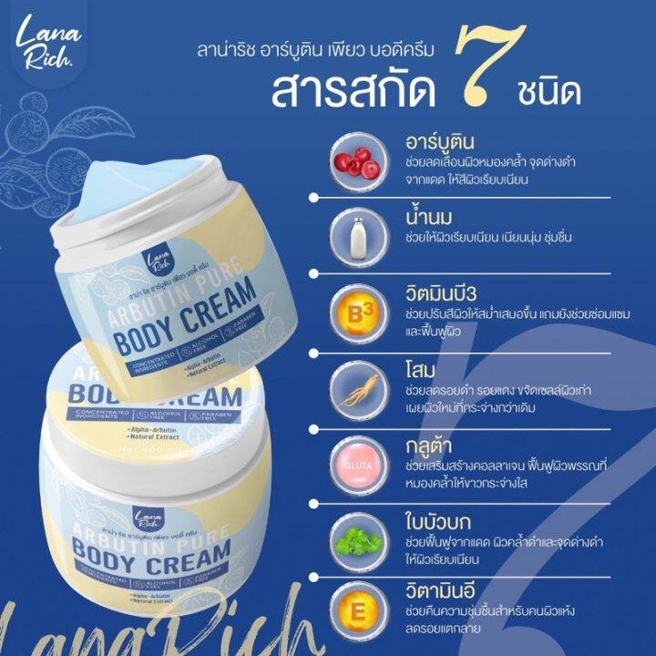 อาร์บูตินเพียว-arbutin-pure-ลาน่าริช-เร่งขาว-ครีมทาผิวตัว-ผสมอาร์บูติน-และ-กลูต้า-ลดรอยแตกลาย