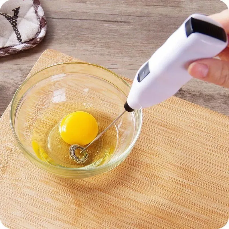 From Manila】Handheld Eggbeater Mini Stainless Steel Whisk Mixer Electric Coffee  Blender Cream Stir Bar Baking Tools