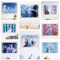 สติกเกอร์ติดผนังลายการ์ตูนรูปสติ๊กเกอร์ติดผนัง Frozen สำหรับเด็กผู้หญิงสำหรับตกแต่ง Dinding Kamar Tidur 3D สติกเกอร์เจ้าหญิงโปสเตอร์ภาพยนตร์สถานรับเลี้ยงเด็ก