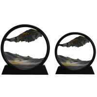 Moving Sand Art Picture Round Glass 3D Deep Sea Sandscape in Motion Display Flowing Sand Frame(12inch+7inch)