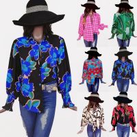 2023 speed sell through independent stand hot style in Europe and America printed long sleeve blouse during the spring and autumn coat