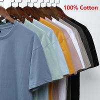 100 Cotton Casual Short-sleeved Tshirt Round Neck Youth T-shirt Summer Solid Color Tshirt Fashion Popular T-shirt