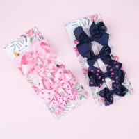 Hair Bows Alligator Clips Hairpins Girls Woman Children Print Dot Ribbon Bowknot Hairgrip Headwear Accessories 4pcsSet HC164