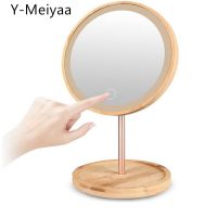 USB Charging Three Mode Deatchable Wooden LED Makeup Mirror Touch Screen Mirrors Desktop Make Up Cosmetic Mirror 20# Mirrors