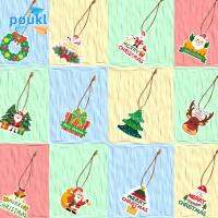 POUKL 12pcs กระดาษสำหรับตกแต่ง จี้คริสมาสต์ แดง/เขียว รูปทรงพิเศษ ป้ายการ์ตูนคริสต์มาส เครื่องประดับสำหรับตกแต่ง ตกแต่งด้วยการตกแต่ง บ้านในบ้าน