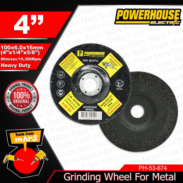 POWERHOUSE Grinding Wheel for Metal 4" Inch 100x6.35x16mm Metal Cutter