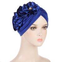 【YF】 Women With Diamond Flowers Turban Caps Muslim Elastic Pearls Headscarf Bonnet Ladies Hair Accessories Indian Cap