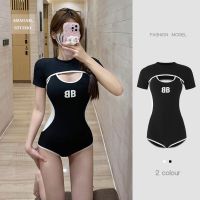 Sports wind swimsuit female 2023 new anti-light-out student one-piece cover belly slim super fairy ins hot girl swimsuit