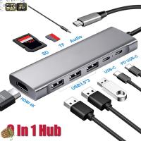 PHILLIPOHN แล็ปท็อป เสียง Gigabit การชาร์จ PD ฮับ USB Type C 4K HDMI อะแดปเตอร์ 9 in 1