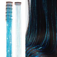 6PC Clip in Hair Tinsel Heat Resistan Fairy Hair Tinsel Kit Clip in Tinsel Hair Extensions  Clip in on Shiny Colorful Hair Wig  Hair Extensions  Pads