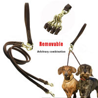 Multi-function 2 Ways Dog Leash Double Two Leather Leads Removable anti twining Walking and Training 2 Small Medium Dogs