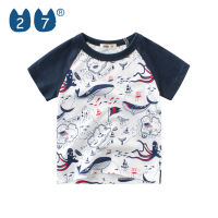 27Kids Store เสื้อยืดแขนสั้นจับปลาฉลามโลกมหาสมุทร,สำหรับเด็กทารกชายหญิง (1Y-8Y)