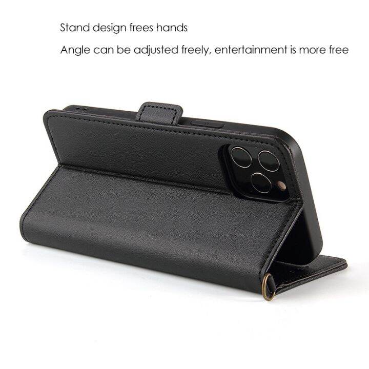 for-iphone-12-pro-max-leather-case-wallet-type-protective-case-with-card-holder-bracket