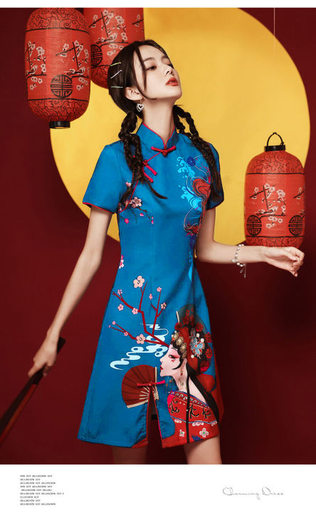 ชุด-cheongsam-น้ำแห่งชาติรุ่นปรับปรุงสไตล์จีนรุ่นเล็กย่อหน้าสั้นๆทอดถนนชุดฤดูร้อนหญิง-mtm561