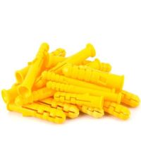 100 pcs Yellow  Plastic Expansion Pipe 6mm 8mm 10mm Expansion Screw Wall Plug Expansion Bolt Rubber Plug Extended Expansion Nails Screws Fasteners