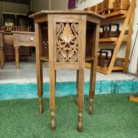 โต๊ะข้าง โต๊ะหกเหลี่ยม โต๊ะไม้สัก โต๊ะไม้ ขนาด45x51x75cm โต๊ะกลาง SIDE TABLE