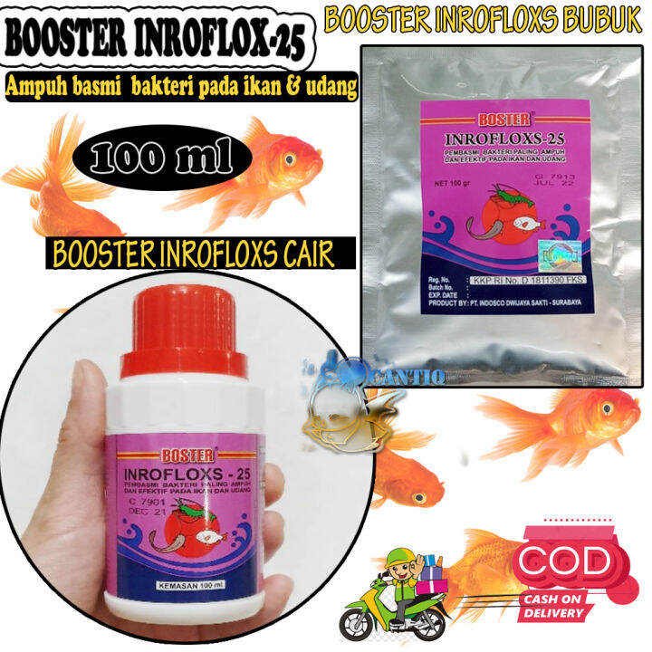 Qcf Booster Inrofloxs 25 Cair 100 Ml Bubuk 100 Gram Obat Untuk Ikan