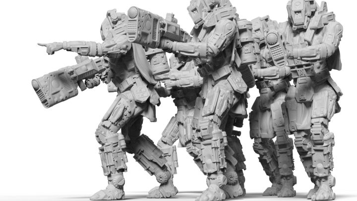 โมเดล-robot-with-sci-fi-battle-armor-miniatures-1set-จำนวน-6-figures-scale-1-25-1-35-1-64