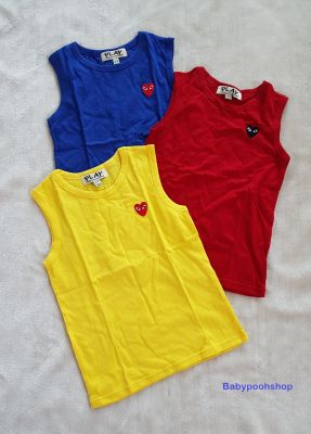 เสื้อกล้ามเนื้อผ้า cotton นิ่ม ปักตัวหัวใจที่หน้าอก สีน้ำเงิน แดง เหลือง size : 2-10 ปี