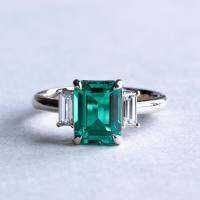 JOVOVASMILE 1.5 Carat 6*8mm Lab Grown Emerald Adorned With 4.5*2 mm Baguette Moissanite Ring For Woman Wedding Jewelry