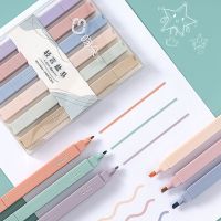 6 PCS/Set Macaron Double Tip Highlighter Pens Art Marker Kawaii Candy Color Manga Colored Gel Pens Soft Tip Stationery Student Supplies