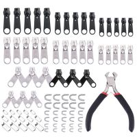 ¤♞▩ 84pcs Zipper Repair Kit Slider Rescue Universal Zippers Clothes Bag Tent Fix Plier Sewing Tool Universal Instant Fix Tools