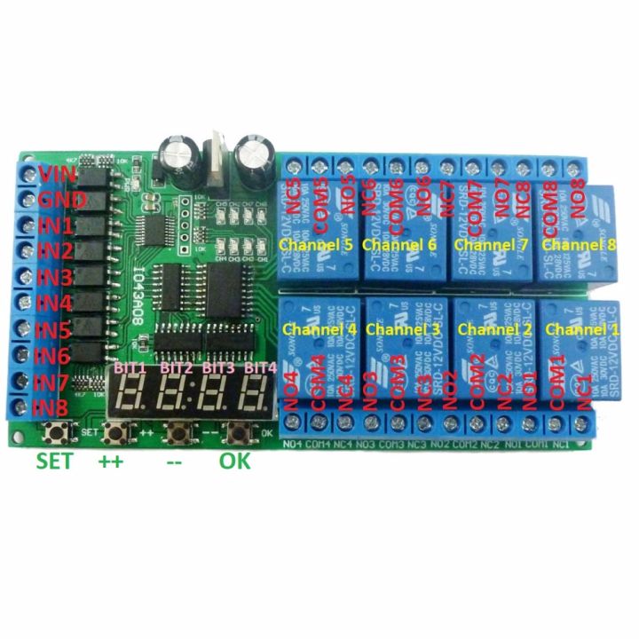 dc-12v-8-channels-multifunction-timer-delay-relay-board-time-switch-timing-loop-interlock-self-locking-momentary-bistable