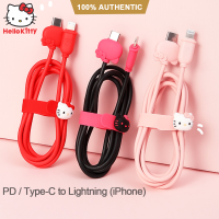 ร้อน, ร้อน★100% Authentic Hello Kitty PD Fast Charging Cable 5V 3A 1.2M Type-C to Lightning for IOS Android Smartphone Christmas Gift First choice for gifts