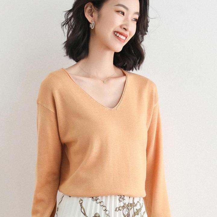 spot-2022-spring-and-autumn-new-knitwear-womens-round-neck-korean-style-loose-inner-sweater-womens-all-match-base-shirt-2023