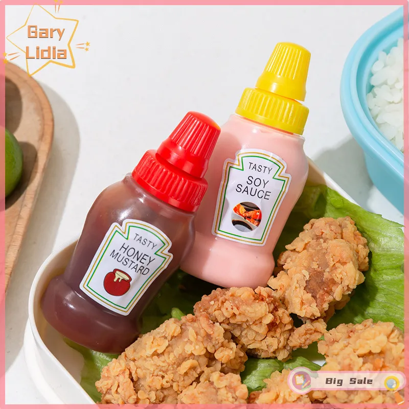 2pcs Mini Portable Sauce Bottles For Lunch Box, Salad Dressing, Ketchup,  Plastic Seasoning Squeeze Bottle