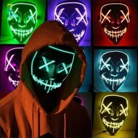 led mask Halloween dress up props Glowing mask masquerade party Cold light grimace mask