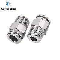 304นิวเมติกสแตนเลสข้อต่อสวมเร็ว PC 1/8 "1/4" 3/8 "1/2" ด้ายชาย NPT 4-16มม. อุปกรณ์ที่ต่อสายยางหลอดลม