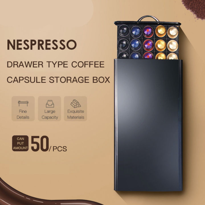nespresso-แคปซูลสีดำหมุนชั้นวางสแตนเลส360องศาผู้ถือจอแสดงผล6040ถ้วยแคปซูลใหม่-coffee-pod-rack