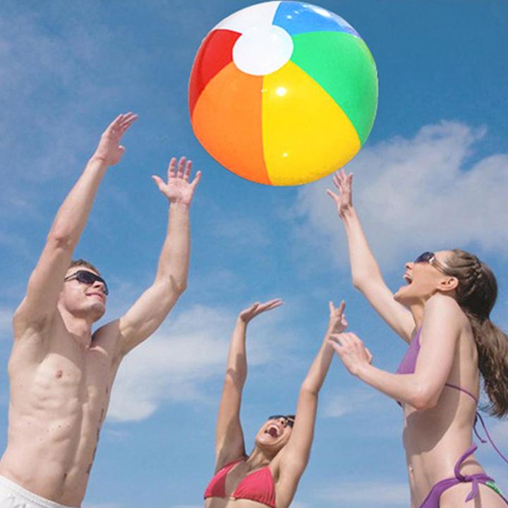 ลูกบอลเป่าลมลอยน้ำได้สำหรับเด็ก-ลูกบอลชายหาดเล่นเกมในน้ำขนาด40ซม-ลูกบอลชายหาดสำหรับฤดูร้อน-f4w1