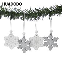 [A Warm] HUADODO 12ชิ้น/เซ็ต Snowflake Christmas ไม้จี้เครื่องประดับสำหรับ Xmas Tree Hang Up ตกแต่ง Home Party ของขวัญเด็ก